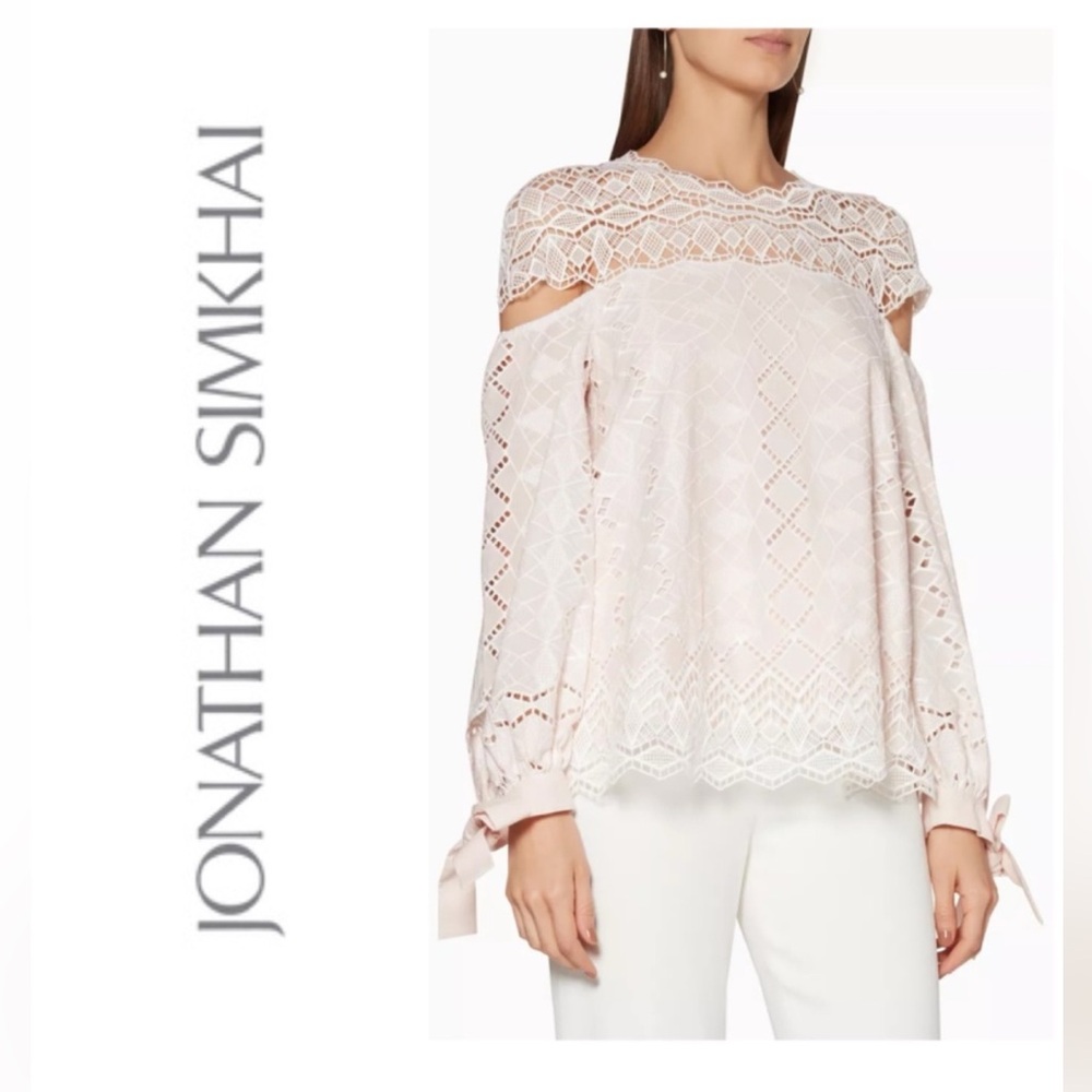 NWT Jonathan Simkhai Lace Blouse - Soft Pink. Size XS. Original price $195